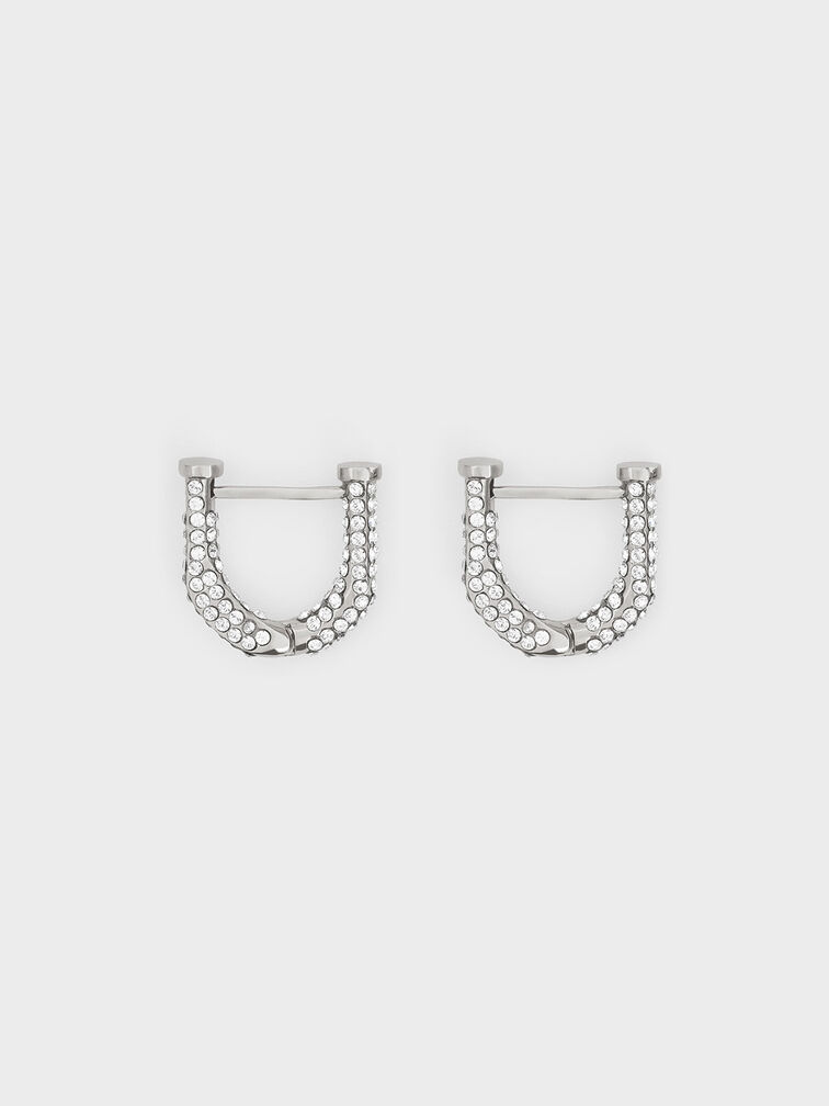 Gabine Swarovski Crystal Huggie Earrings, Silver, hi-res