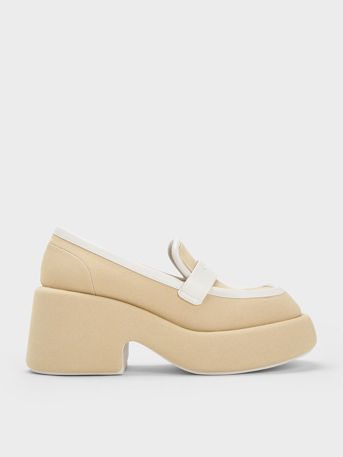 Leni Canvas Platform Loafers Beige