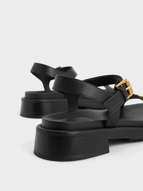 Gabine Leather Sandals, Black, hi-res