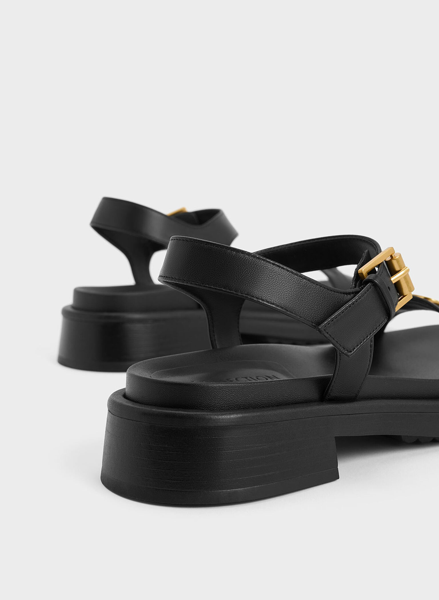 Gabine Leather Sandals, Black, hi-res
