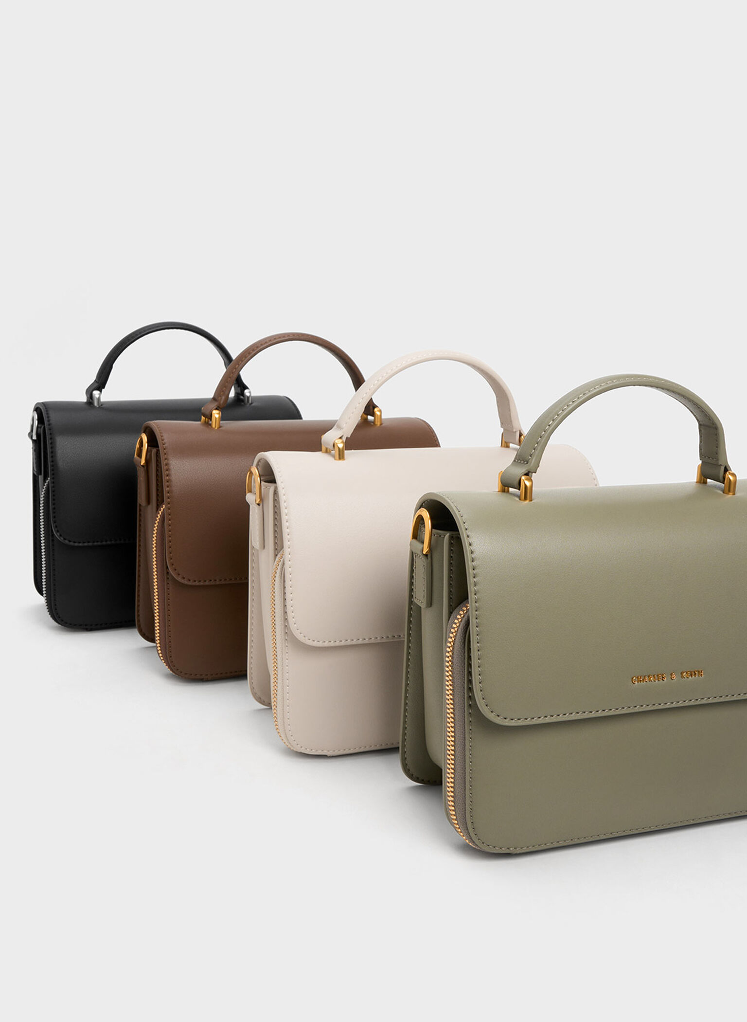 Octavia Front Flap Top Handle Bag, Khaki, hi-res