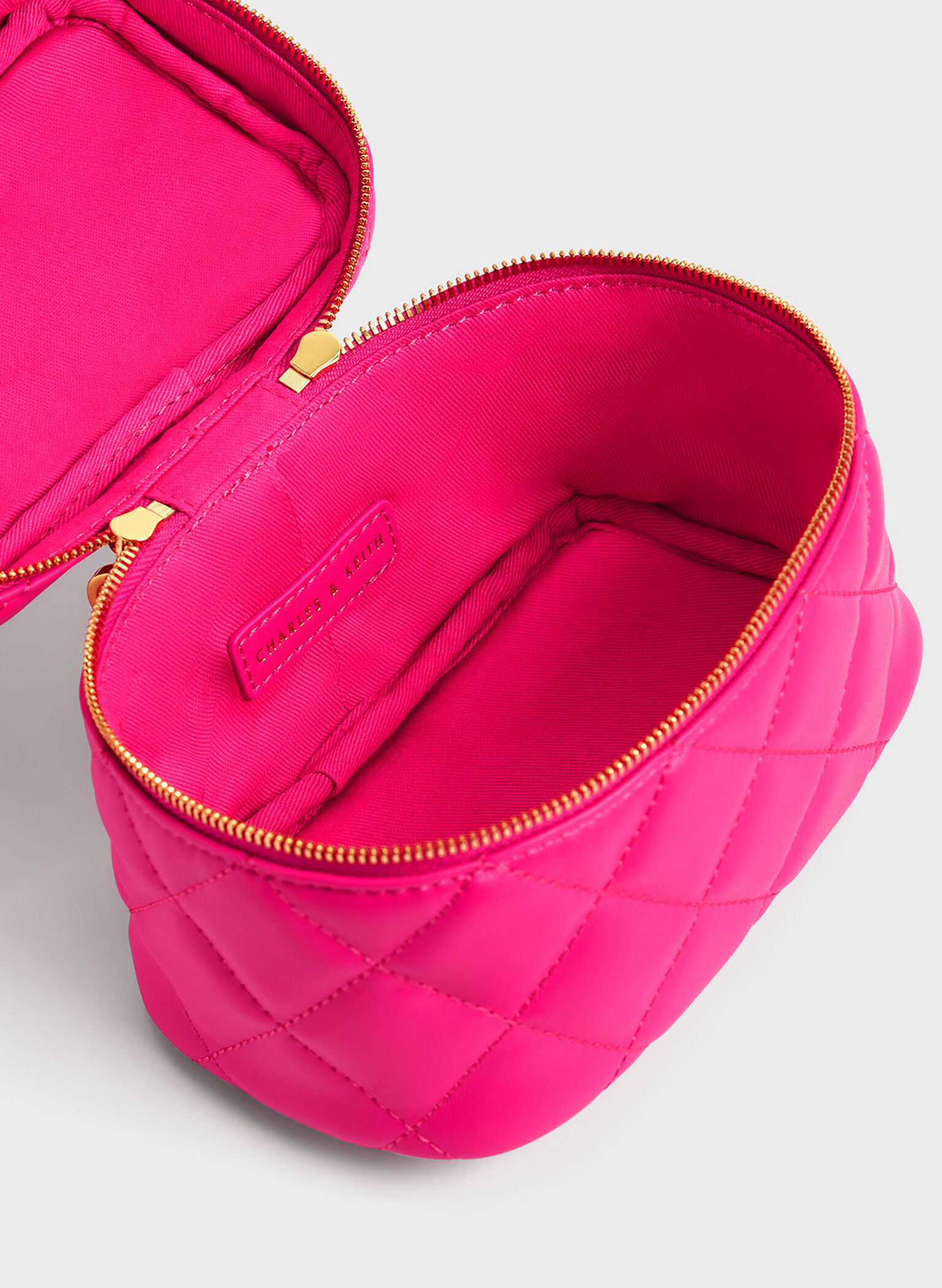 Quilted Two-Way Zip Mini Bag, Fuchsia, hi-res