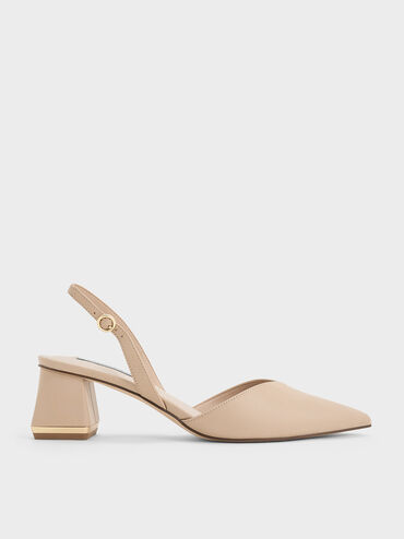 Katarina Trapeze Heel Slingback Pumps, Light Pink, hi-res