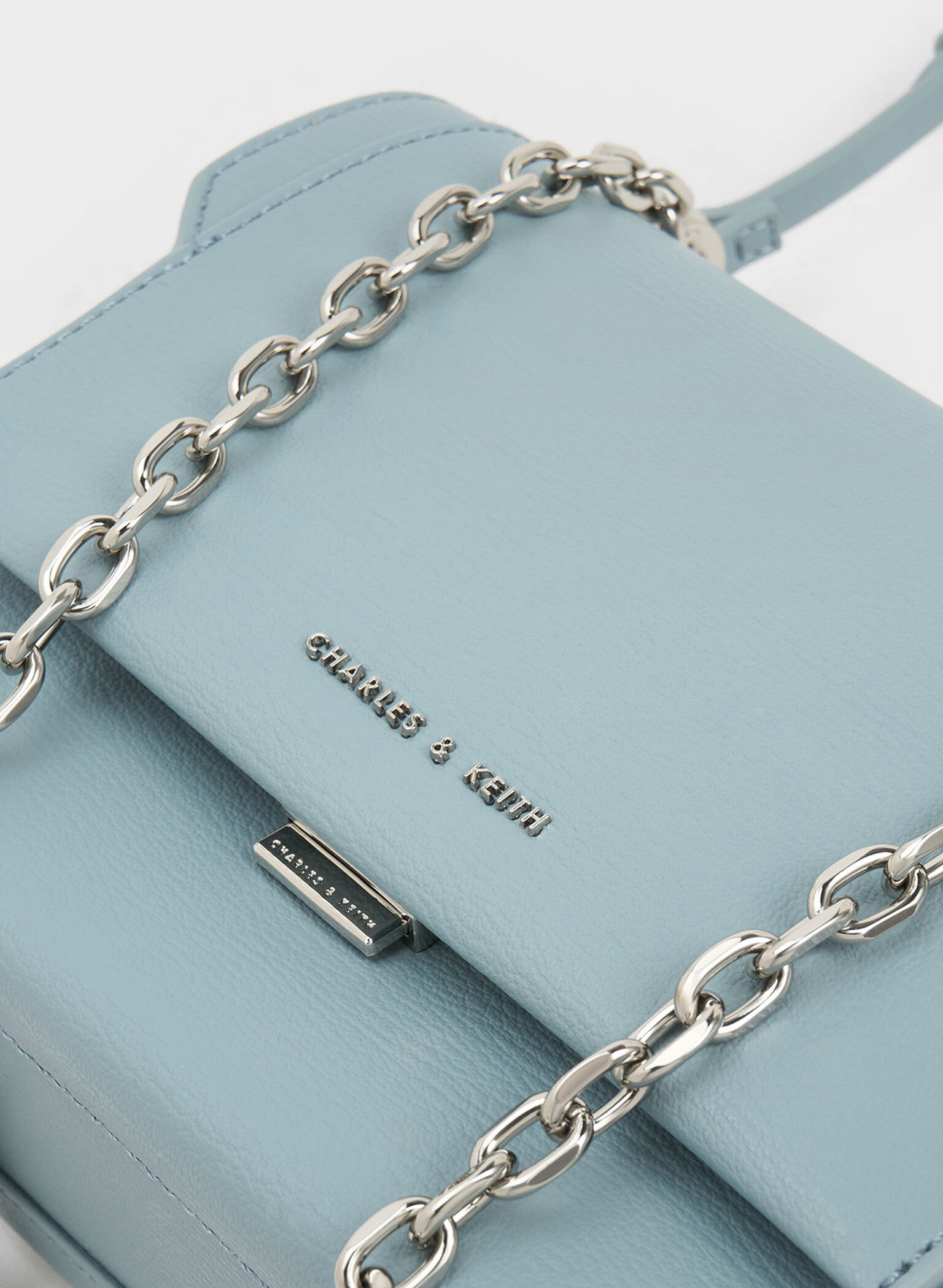 Front Flap Chain Handle Crossbody Bag, Slate Blue, hi-res