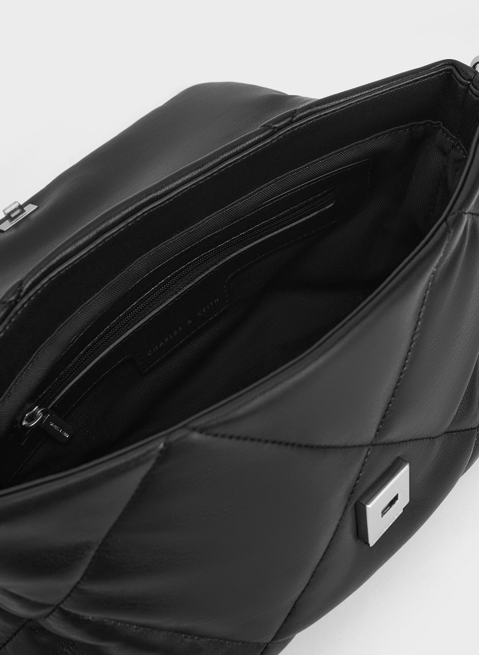 Lin Puffy Chain Shoulder Bag, Noir, hi-res