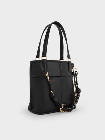 Addison Knotted-Rope Reversible Tote Bag, Black, hi-res