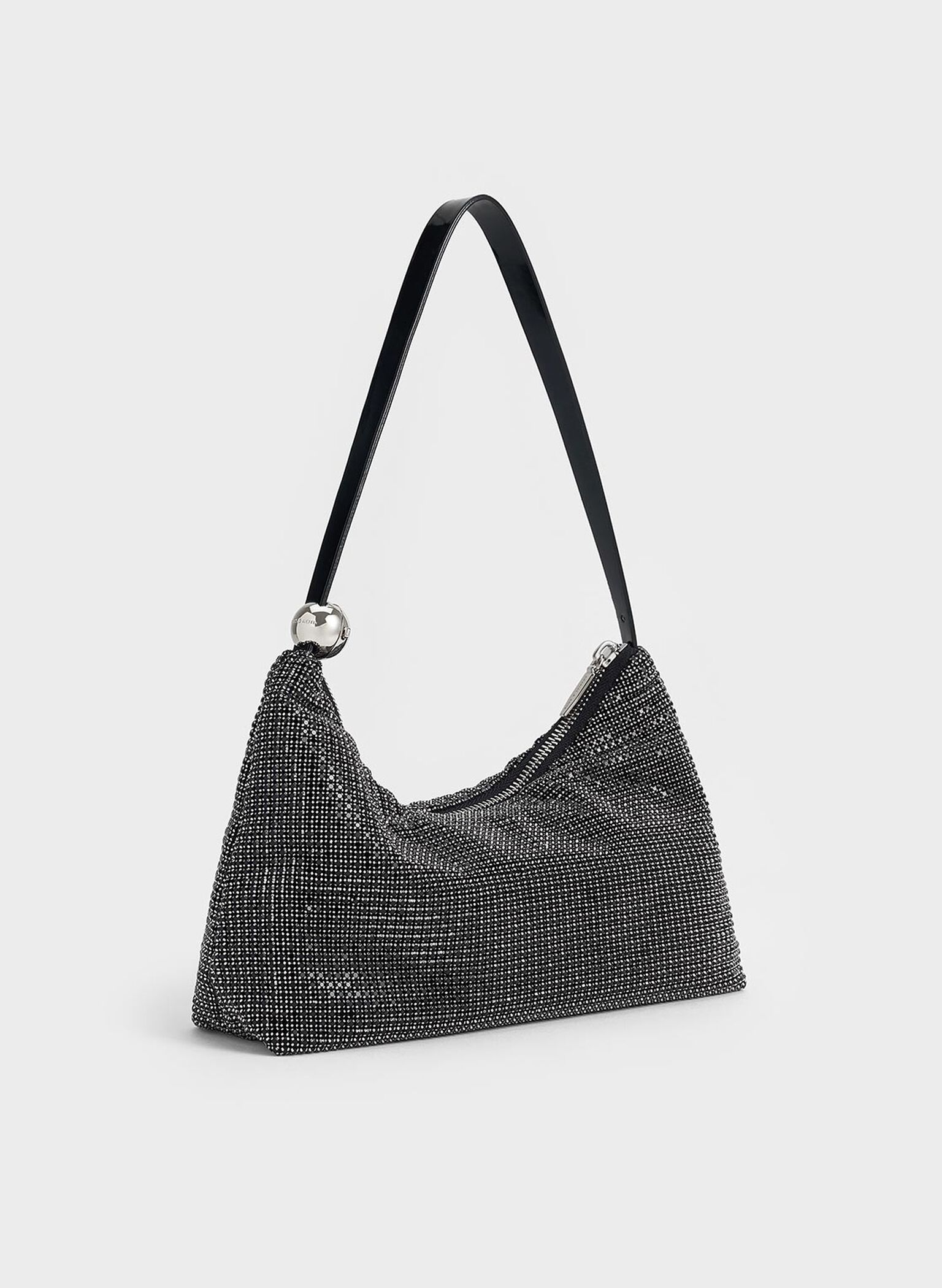Patent Crystal-Embellished Two-Way Bag, Noir, hi-res