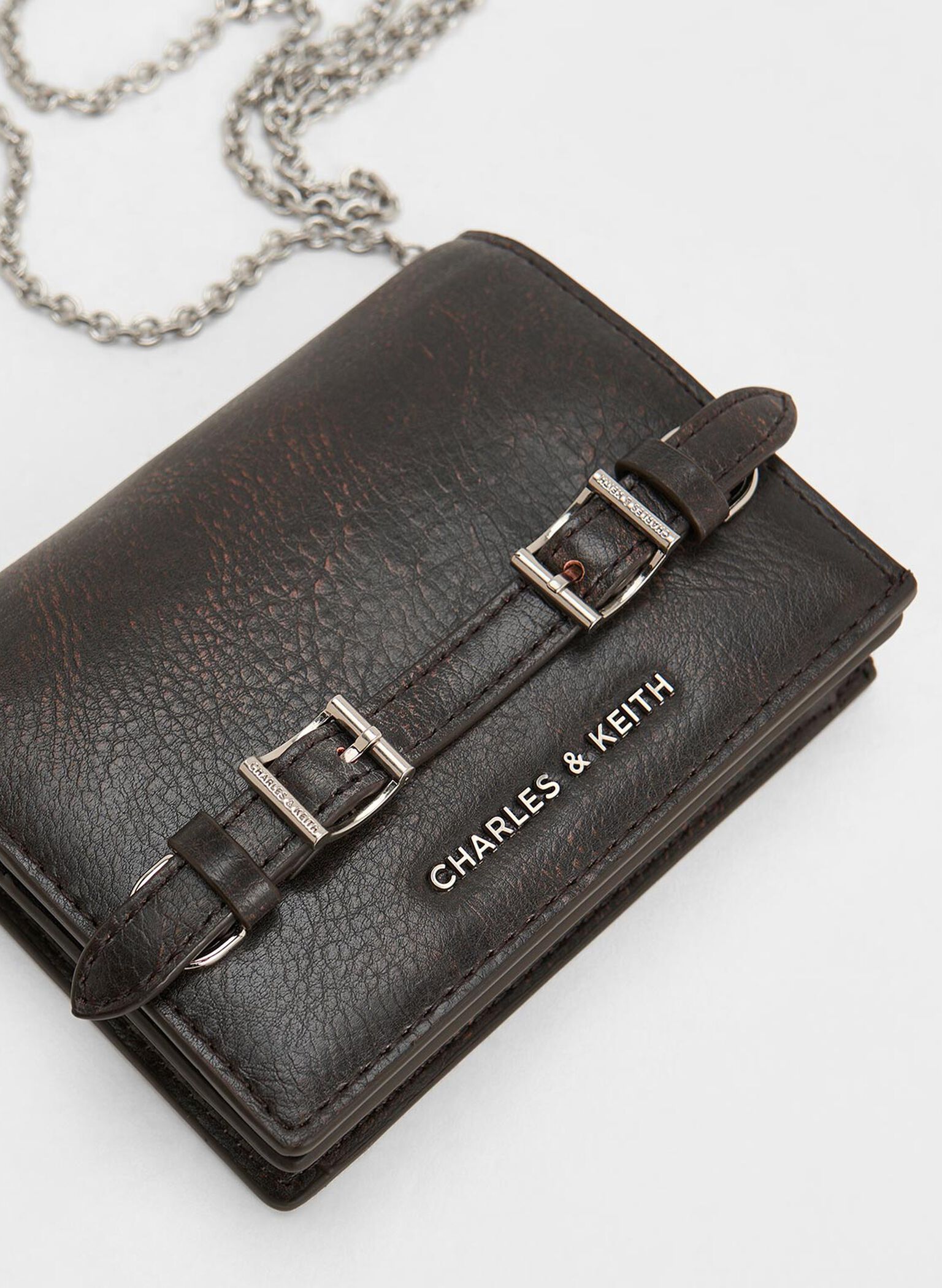 Sloane Chain-Handle Wallet, Dark Brown, hi-res
