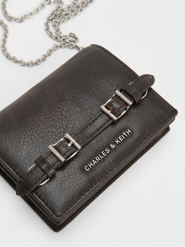 Sloane Chain-Handle Wallet, Dark Brown, hi-res