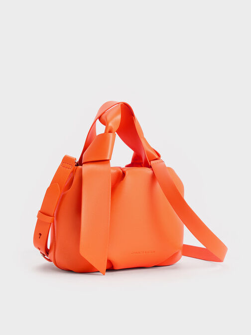 Toni Knotted Ruched Bag, Orange, hi-res