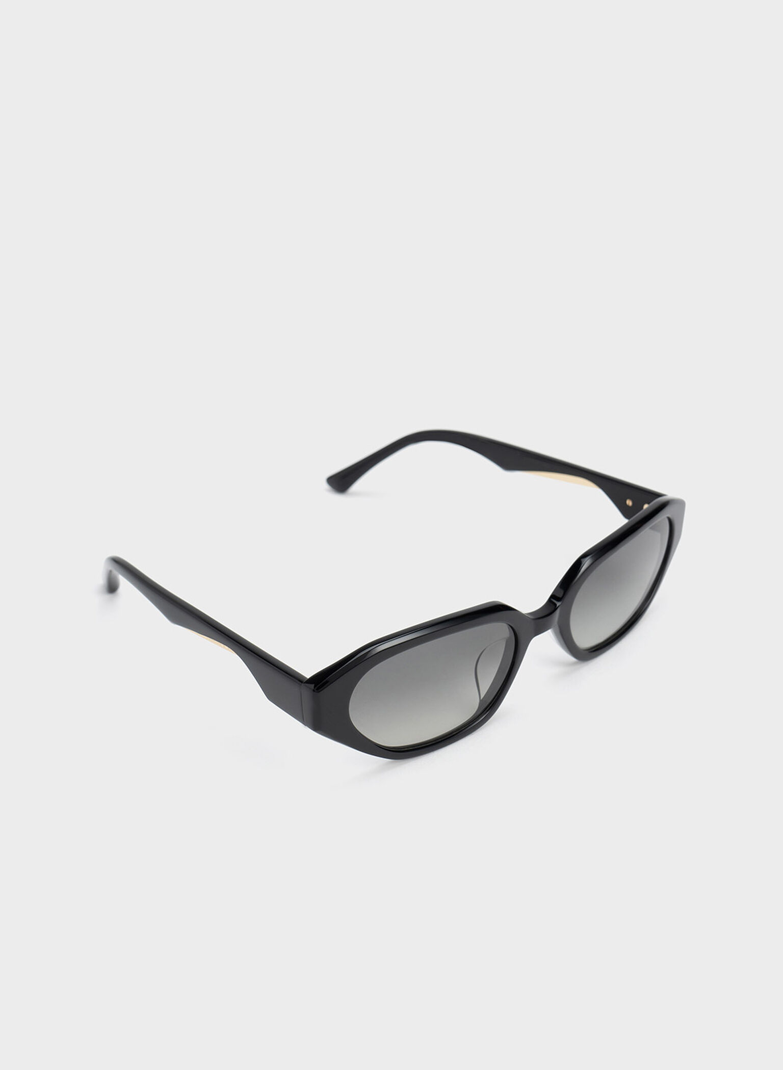 Acetate Oval Sunglasses, Black, hi-res