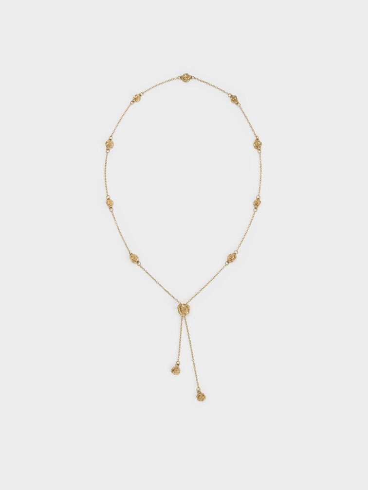 Rosalind Flower-Motif Necklace, Brush Gold, hi-res