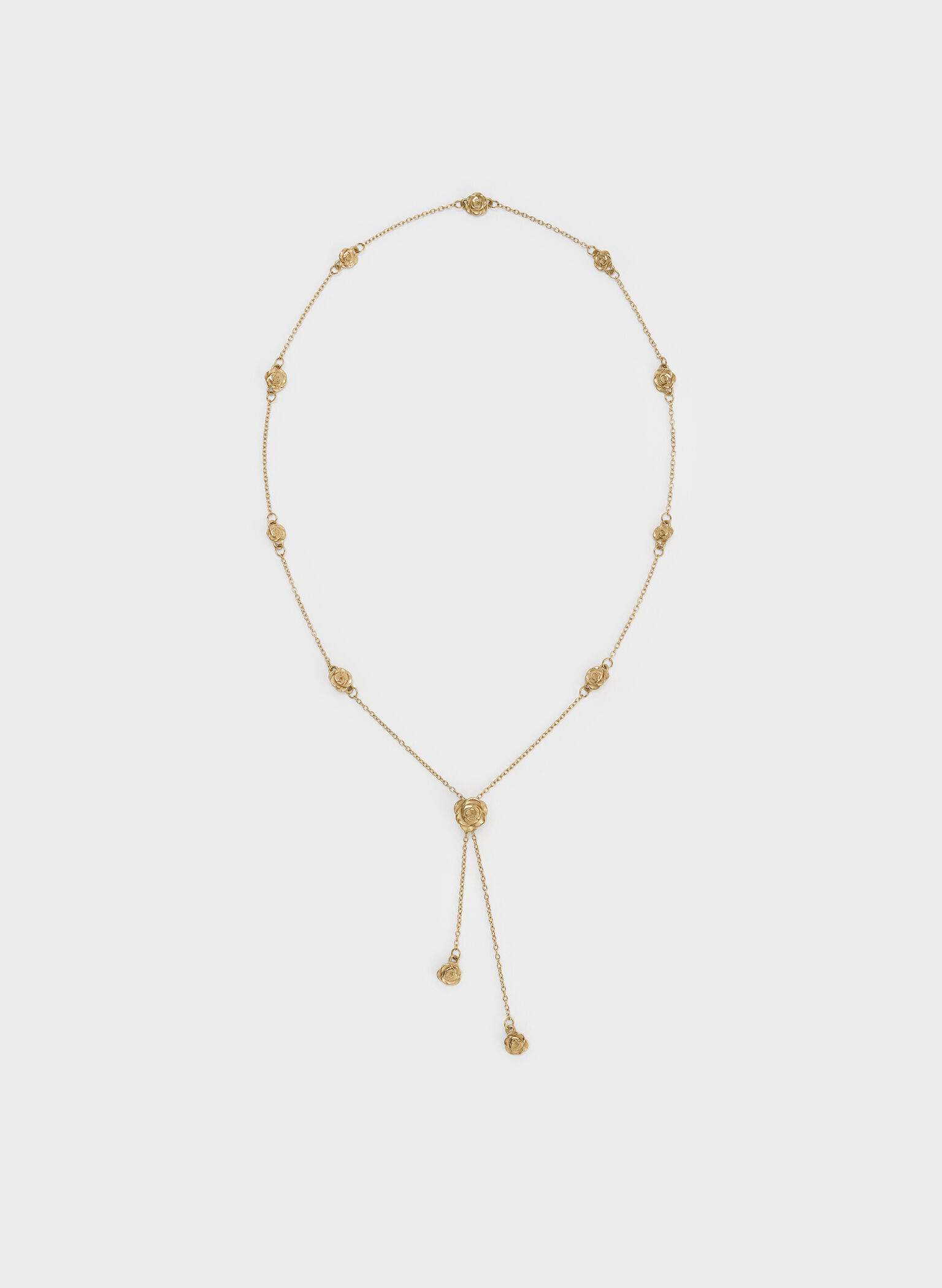 Rosalind Flower-Motif Necklace, Brush Gold, hi-res