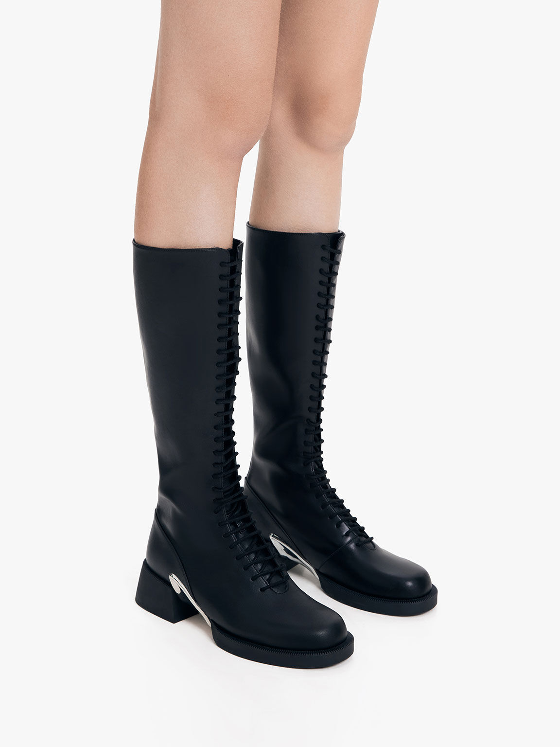 Lace up knee sale high boots uk