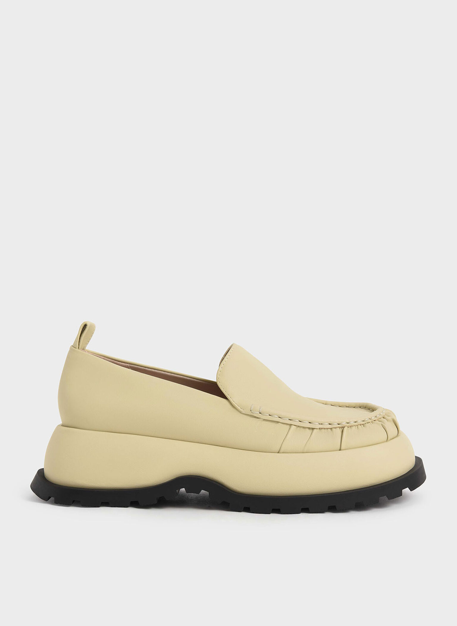 Astrid Ruched Platform Loafers, Yellow, hi-res