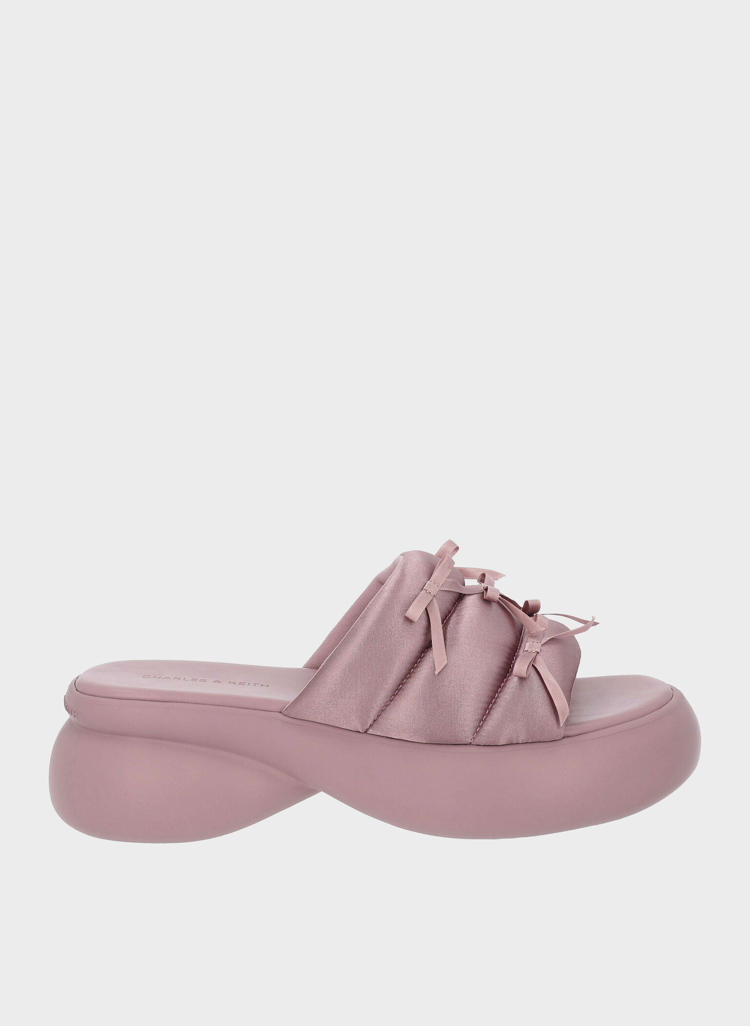 Recycled Polyester Bow Puffy Sports Sandals, Pink, hi-res