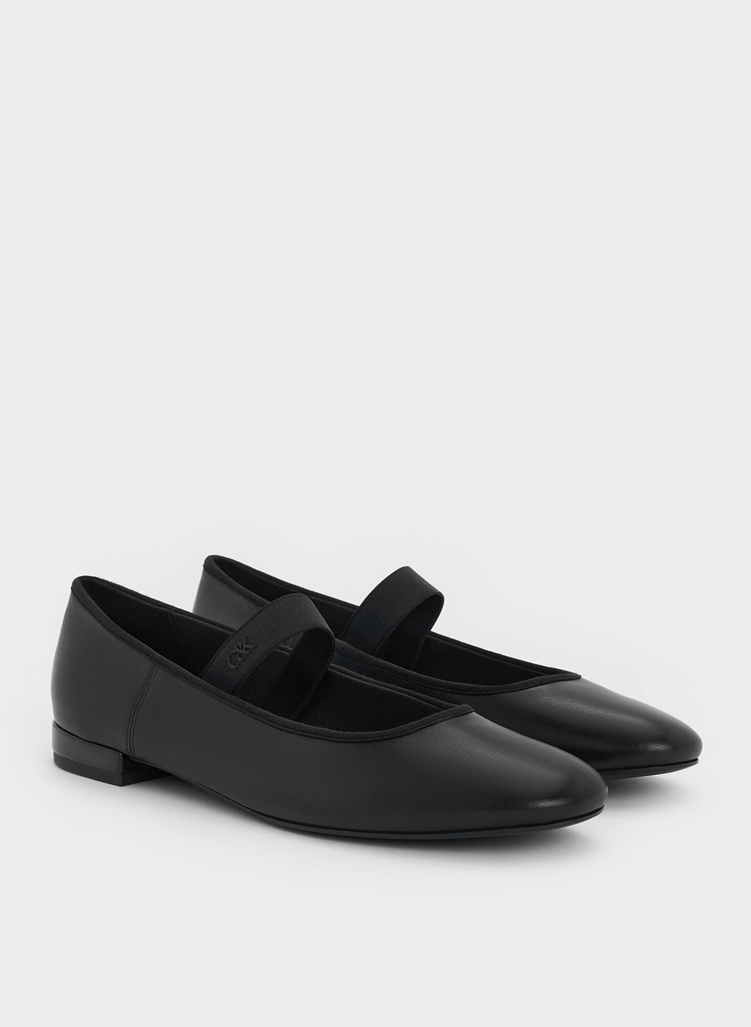 Leather Mary Jane Flats, Black, hi-res