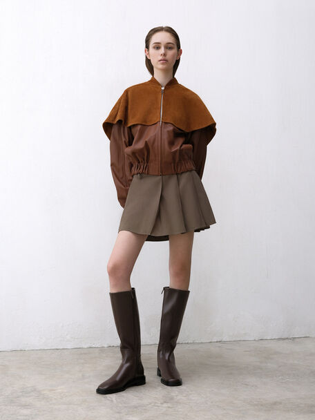 Side-Zip Knee-High Riding Boots, Brown, hi-res