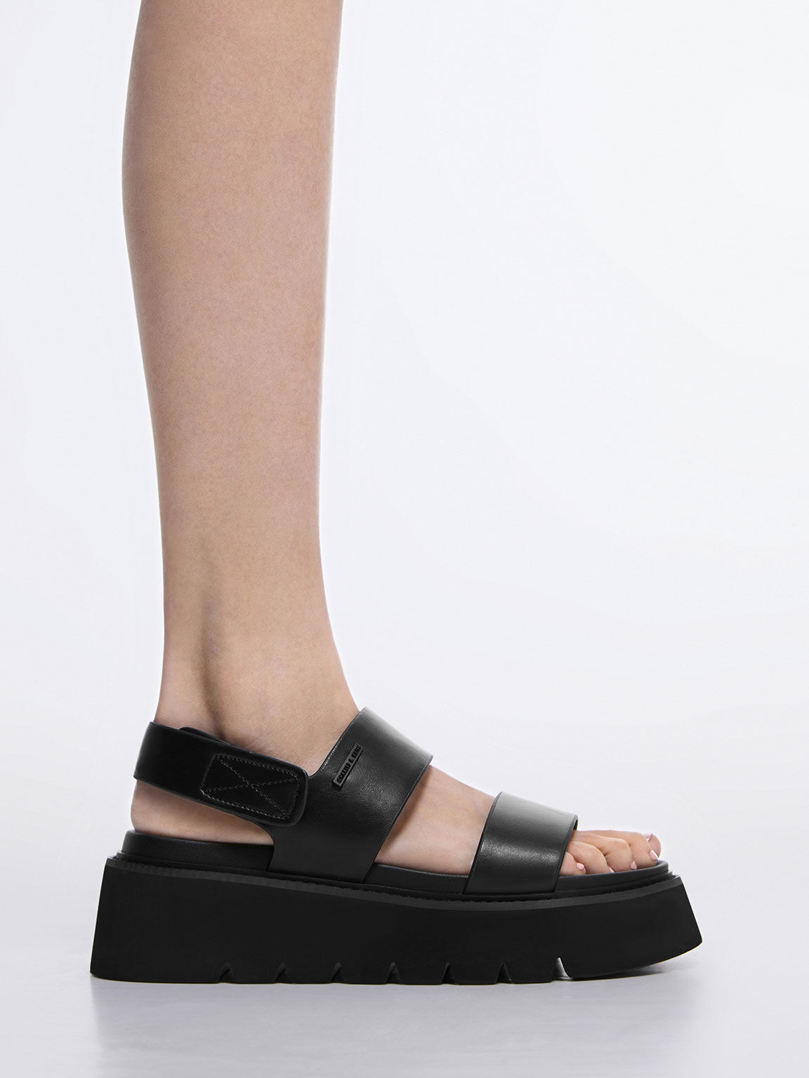 Black Jadis Chunky Flatform Sandals CHARLES KEITH UK