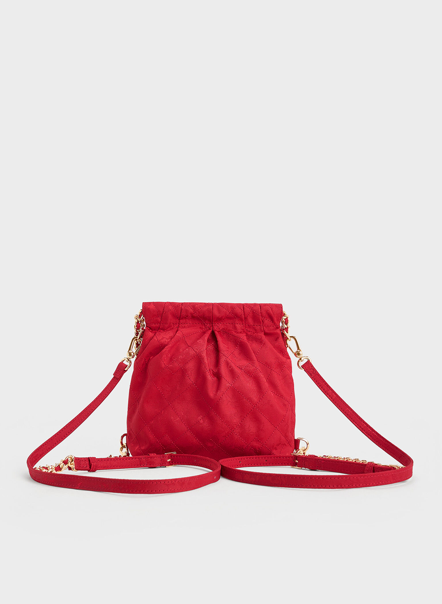 Duo Jacquard Chain-Handle Two-Way Backpack, Crimson Red, hi-res