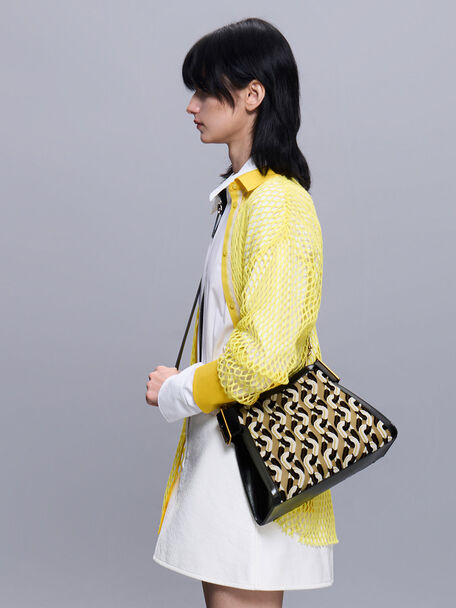 Lexie Side-Buckle Printed Shoulder Bag, Multi, hi-res