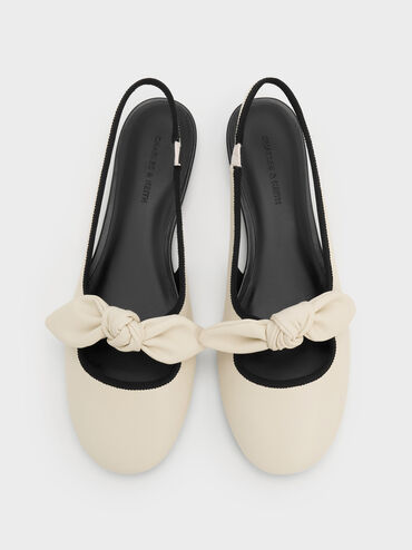 Knotted Bow Slingback Flats, Chalk, hi-res