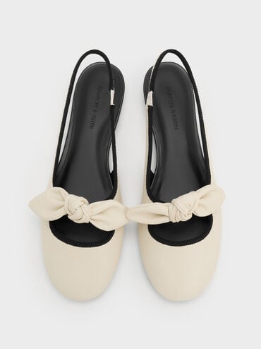 Knotted Bow Slingback Flats, Chalk, hi-res