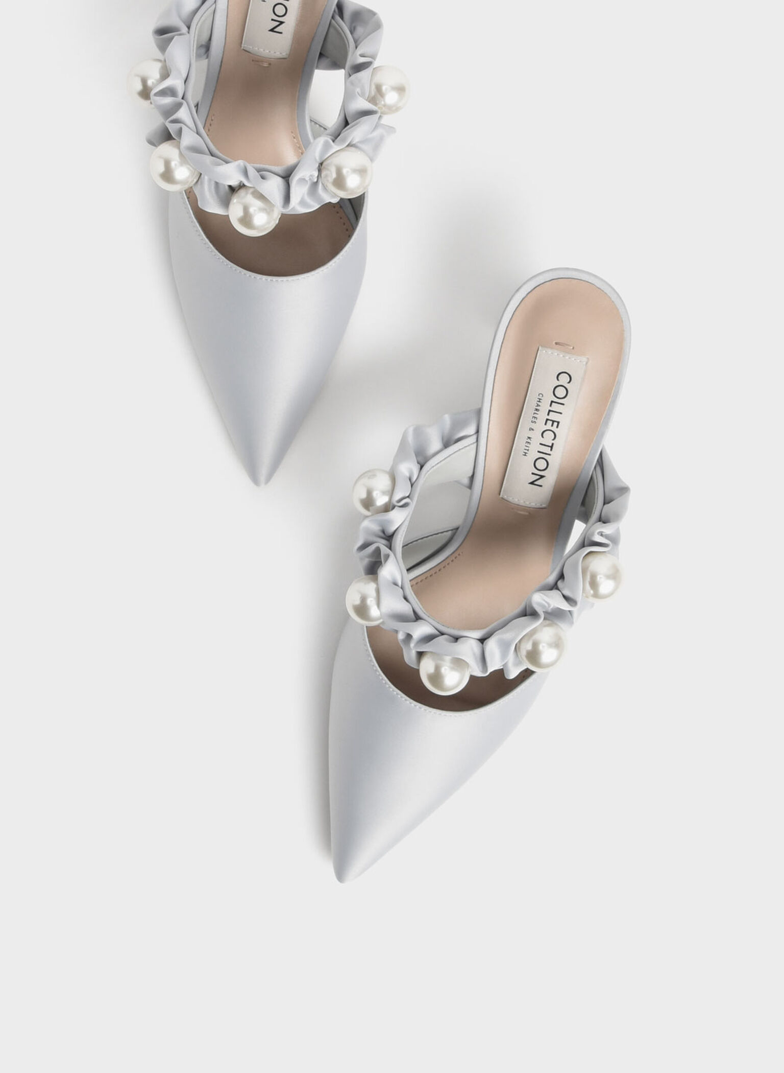 Blythe Bead Embellished Satin Pumps, Silver, hi-res