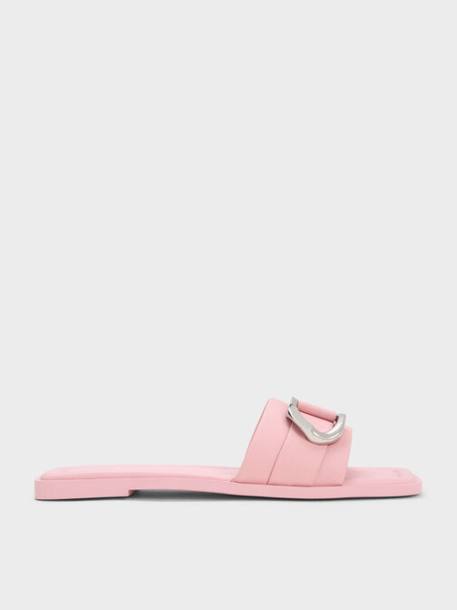 Gabine Leather Slide Sandals, Pink, hi-res