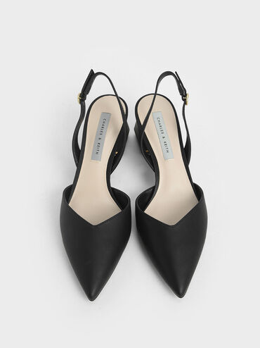 Katarina Trapeze Heel Slingback Pumps, Black, hi-res