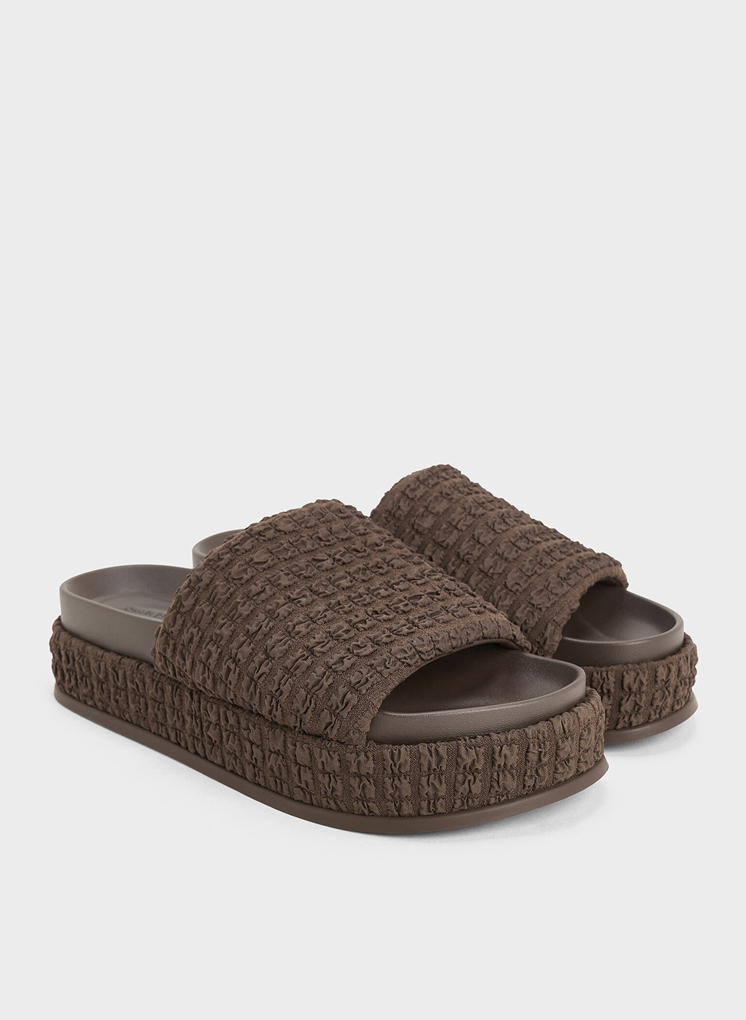 Loren Textured Platform Sandals, Dark Brown, hi-res