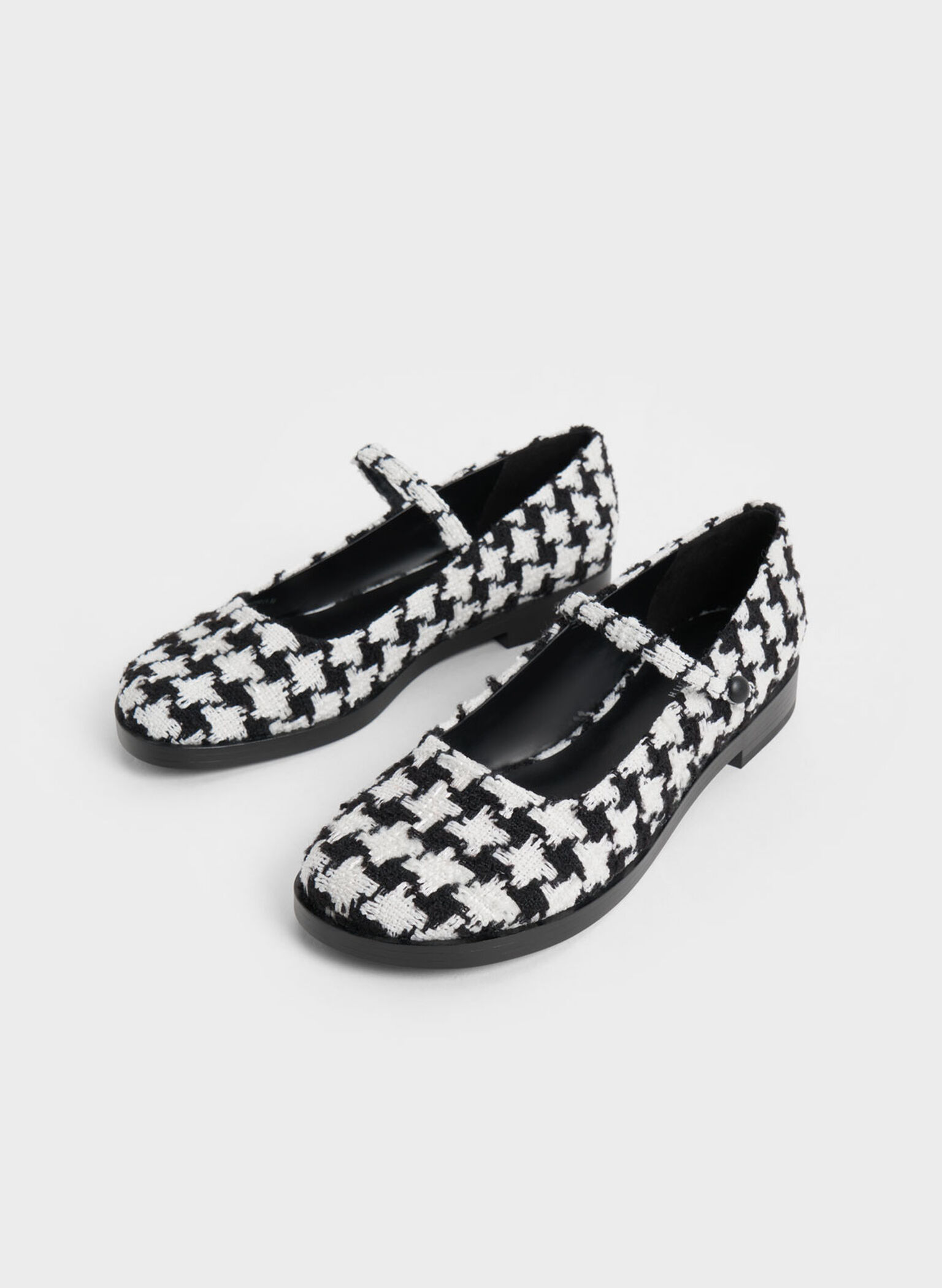 Metallic Accent Tweed Mary Janes, White, hi-res