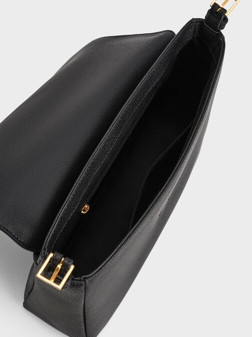 Daki Belted Trapeze Bag, Black, hi-res