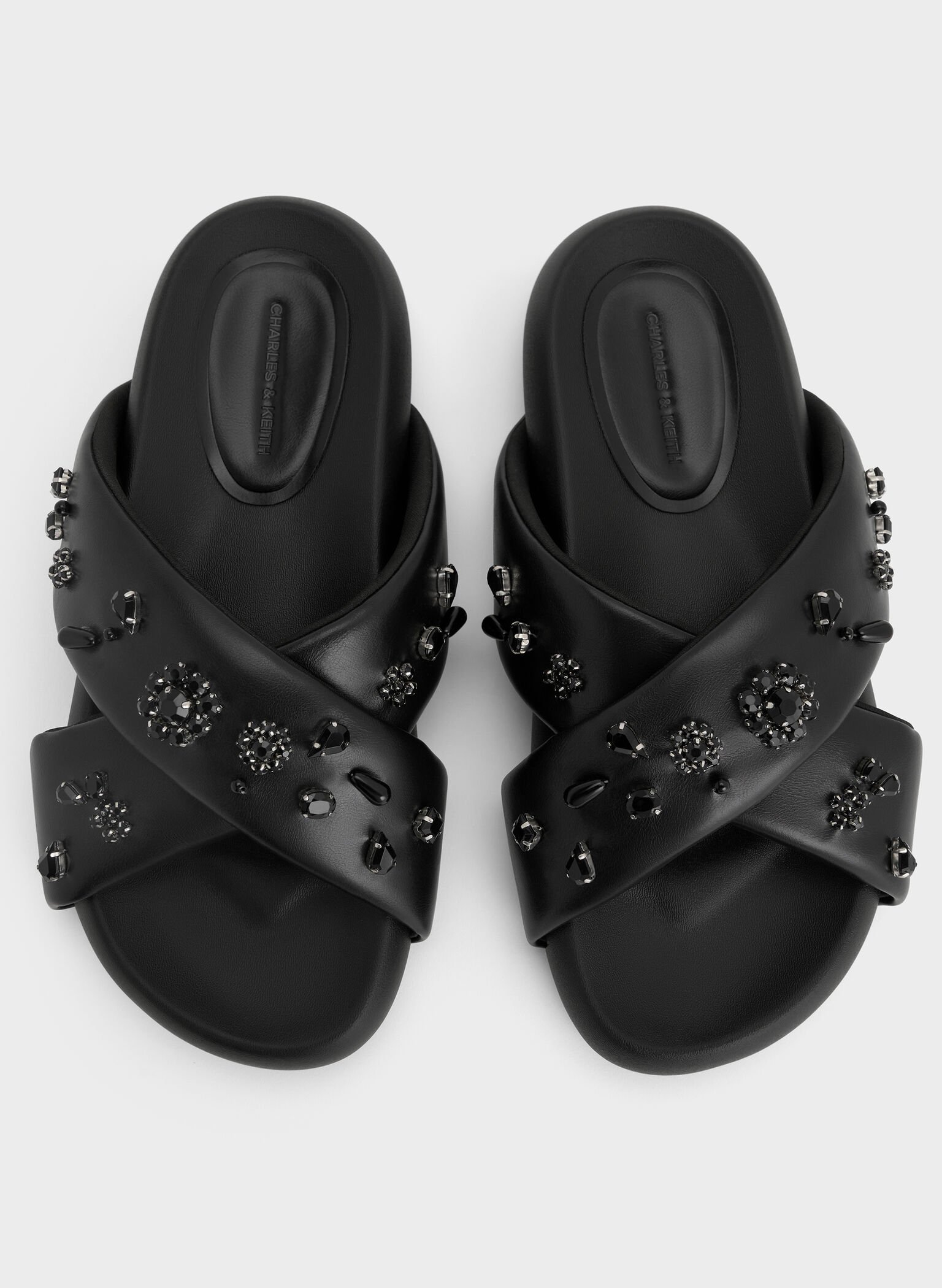 Gem & Pearl Flatform Sandals, Black, hi-res