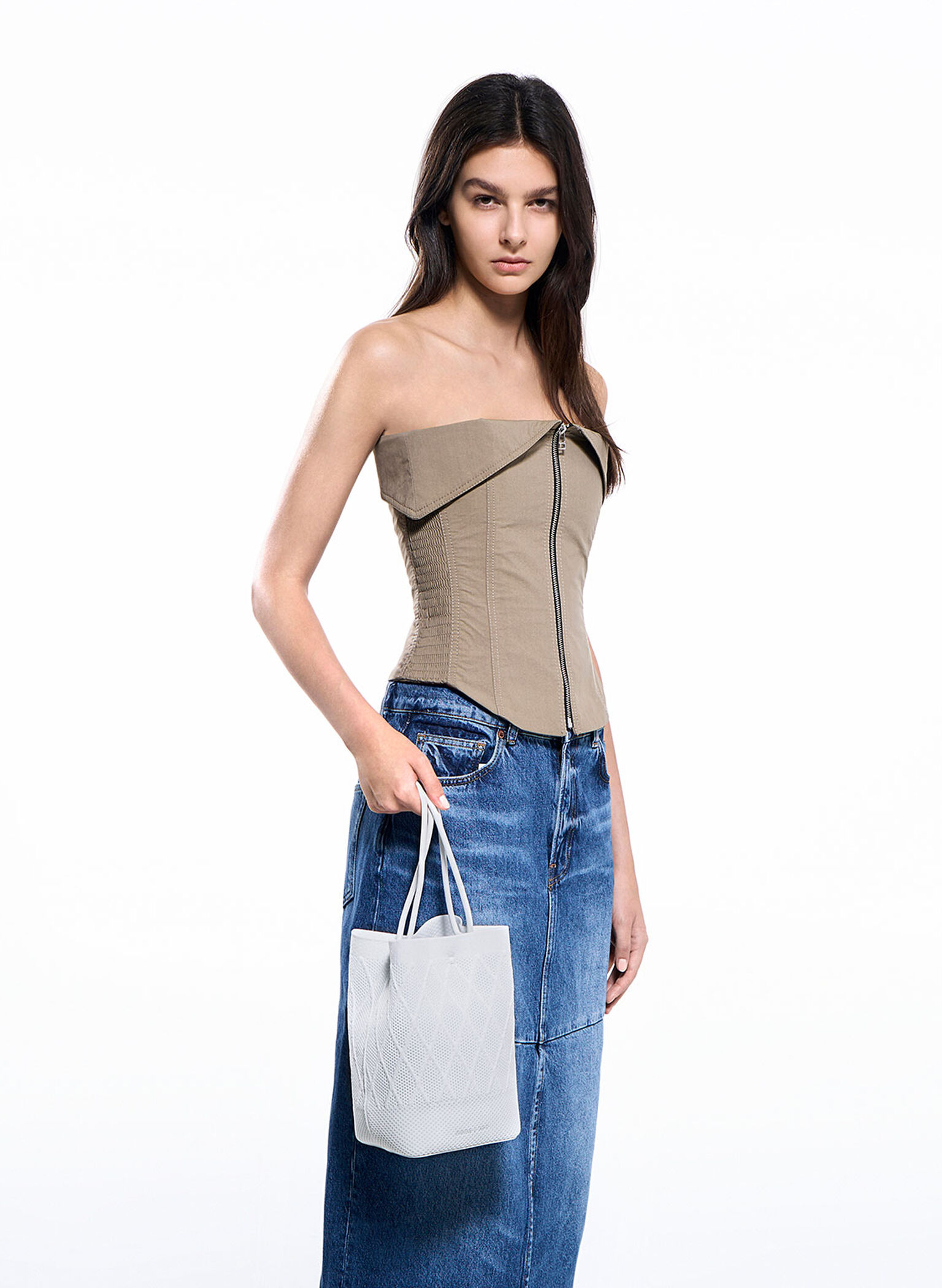 Genoa Knitted Drawstring Bag, White, hi-res