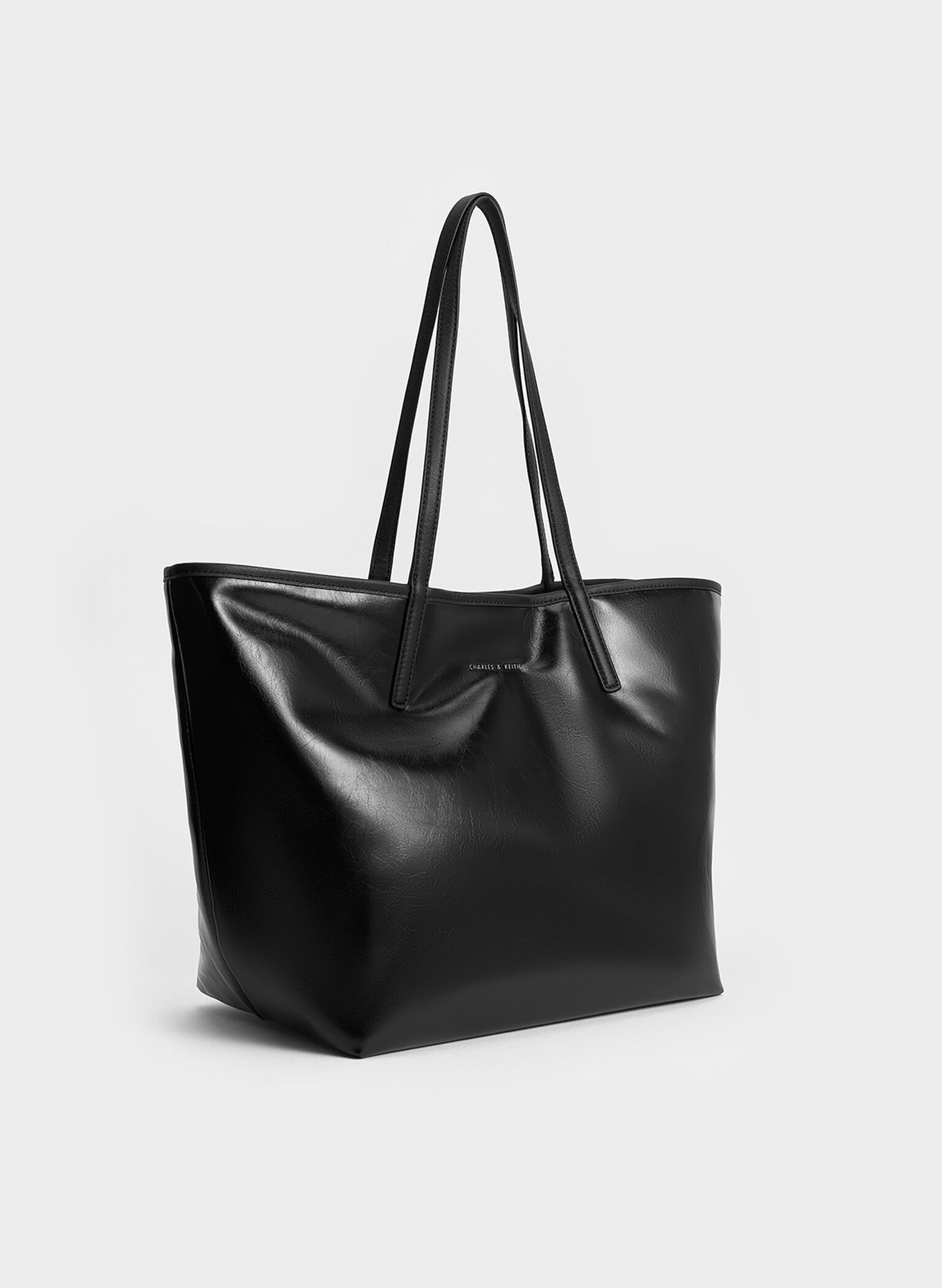 Sianna Crinkle-Effect Reversible Tote Bag, Noir, hi-res