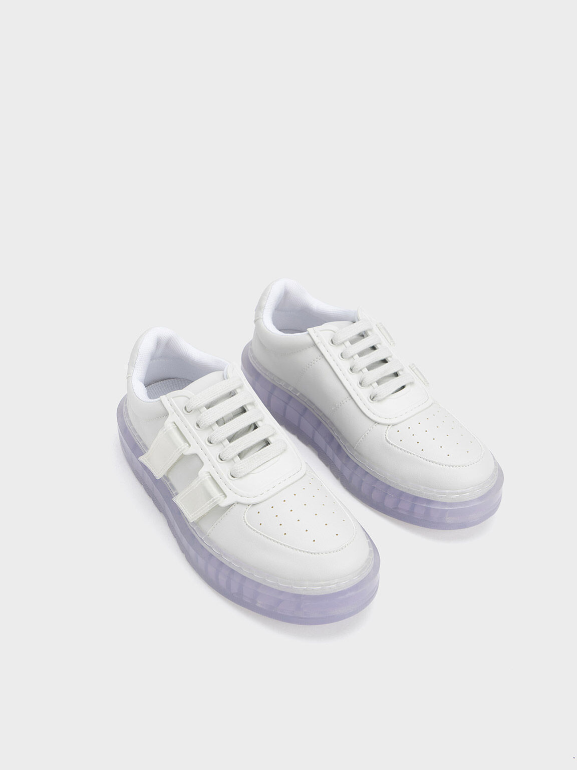 Translucent Coloured Sole Low-Top Sneakers, Purple, hi-res