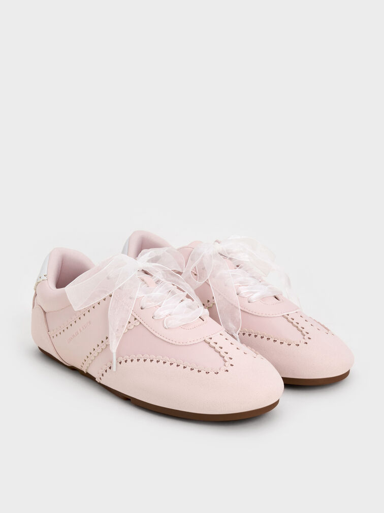 Cece Heart Sheer-Lace Sneakers, Light Pink, hi-res