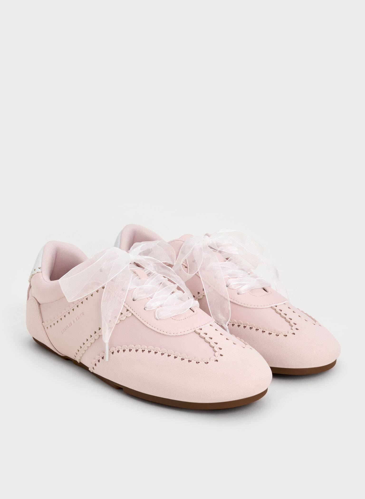 Cece Heart Sheer-Lace Sneakers, Light Pink, hi-res