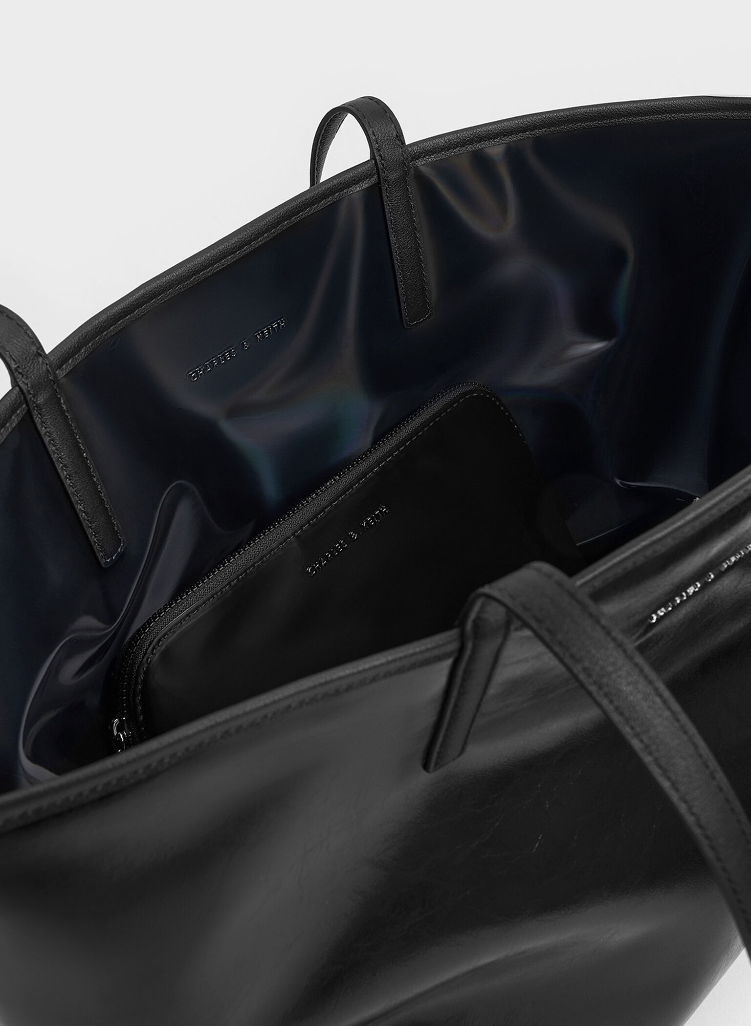 Sianna Crinkle-Effect Reversible Tote Bag, Noir, hi-res