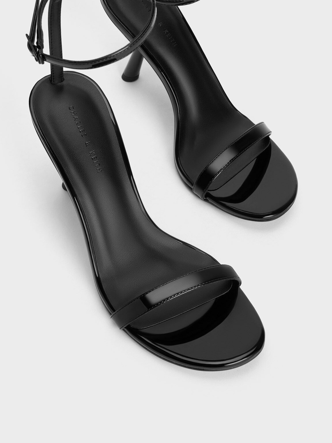 Black patent sandal heels sale