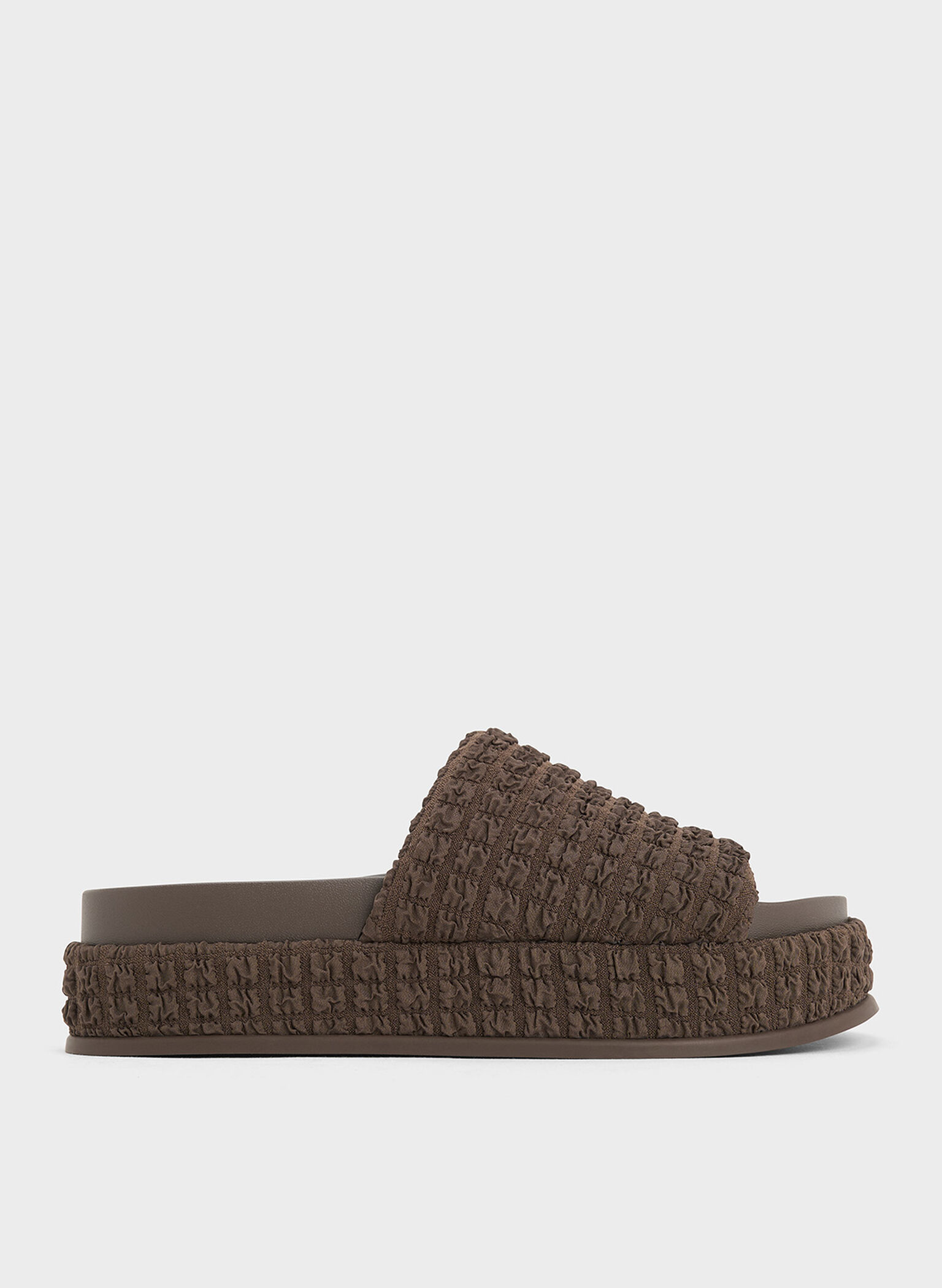 Loren Textured Platform Sandals, Dark Brown, hi-res