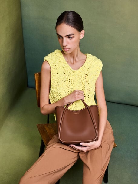 Mini Lyla Tubular Tote Bag, Chocolate, hi-res