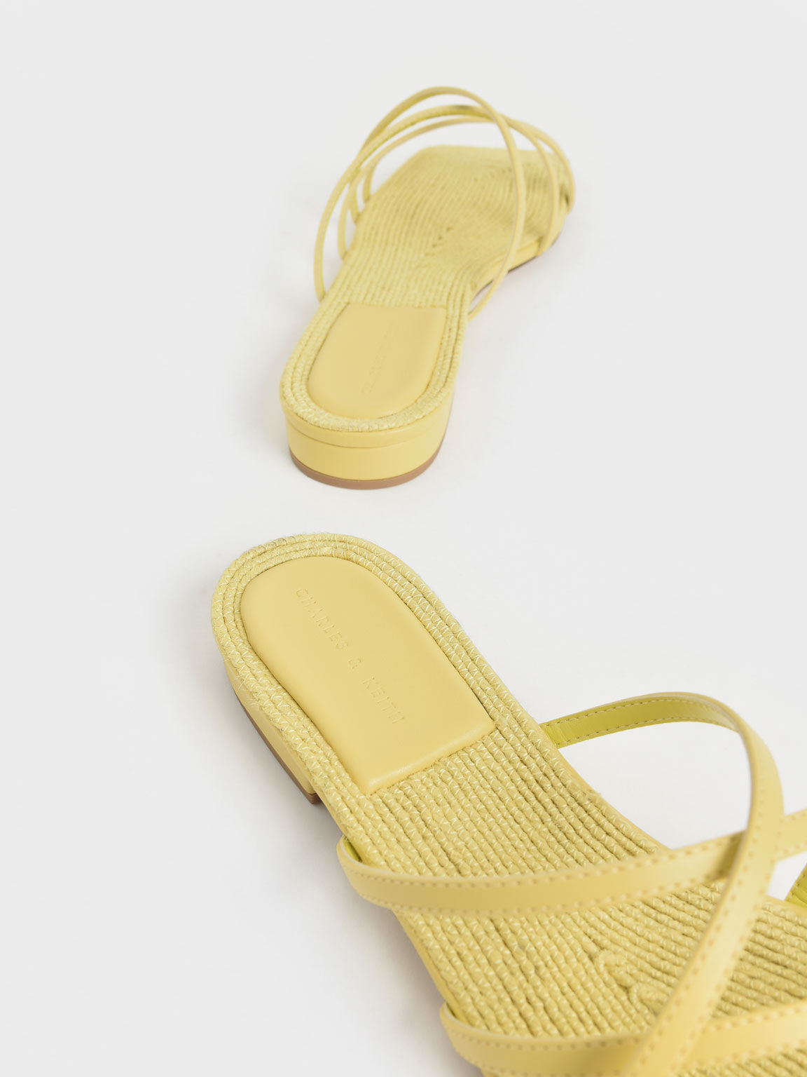 Strappy Square Toe Sandals, Yellow, hi-res