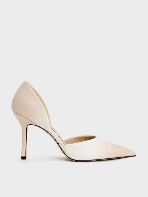 Snake-Print Pointed-Toe D'Orsay Pumps, Animal Print Natural, hi-res
