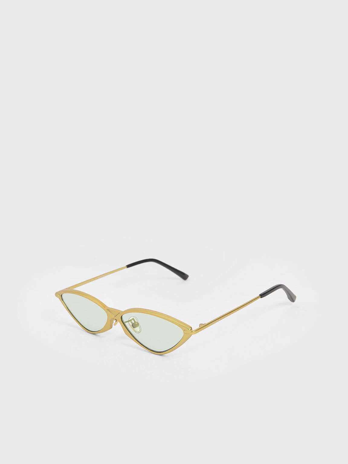 Metal Frame Cat-Eye Sunglasses, Green, hi-res