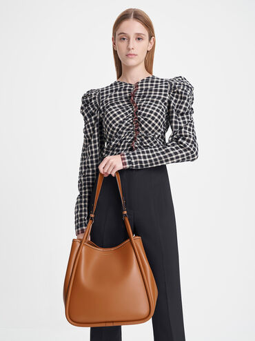 Lyla Tubular Slouchy Tote Bag, Cognac, hi-res