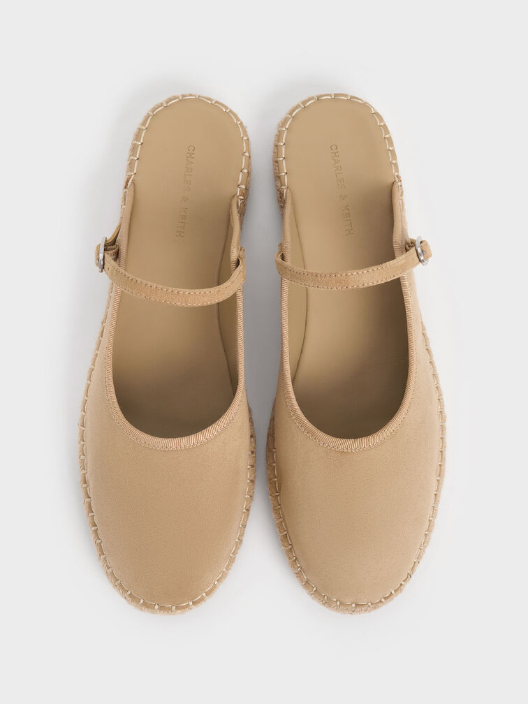 Faux Suede Slip-On Mary Jane Espadrilles, Sand, hi-res