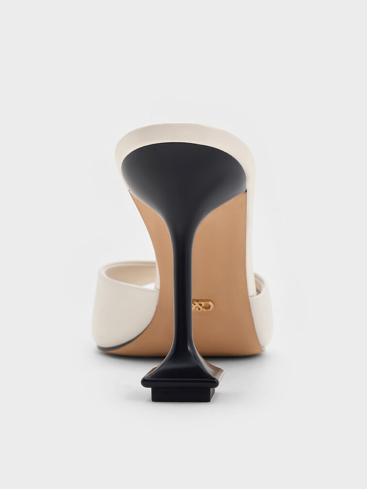 Jacqueline Leather Sculptural-Heel Mules, Chalk, hi-res