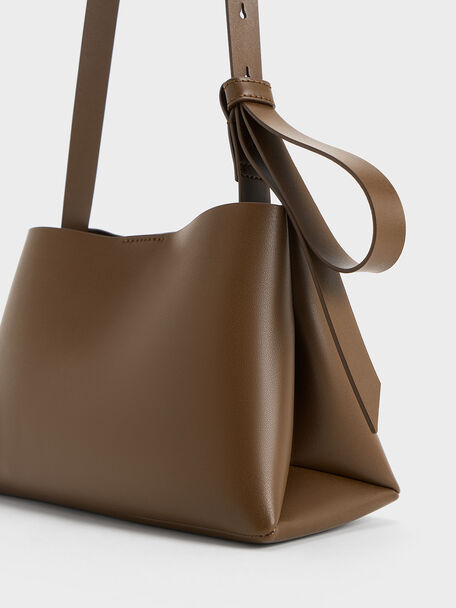 Odella Trapeze Bucket Bag, Dark Brown, hi-res